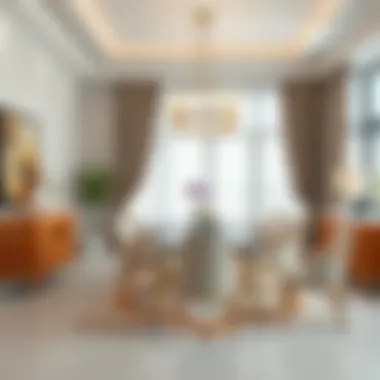 Elegant Dining Area with Cinnamon and Gray Hues An elegant dining area decorated with cinnamon and gray hues