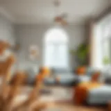 A harmonious living room showcasing cinnamon and gray decor elements