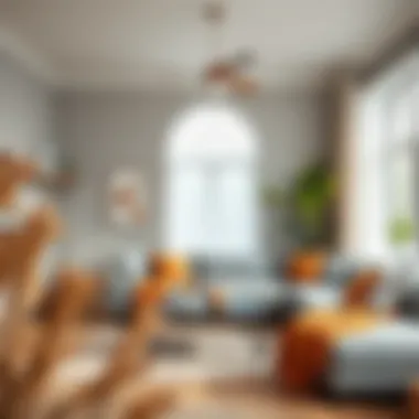 Harmonious Living Room with Cinnamon and Gray Decor A harmonious living room showcasing cinnamon and gray decor elements