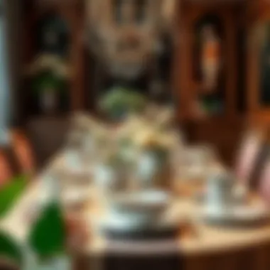 A beautifully arranged table with classic dinnerware