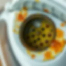 A close-up view of an iron with visible stains and algae inside the steam holes.