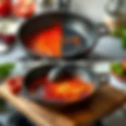 Before and after cleaning a burnt pan