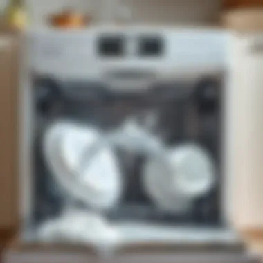 Dishwasher Cleaning in Motion A dishwasher with water running, demonstrating cleaning in action