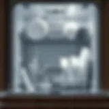 Interior view of a clean dishwasher showing its components