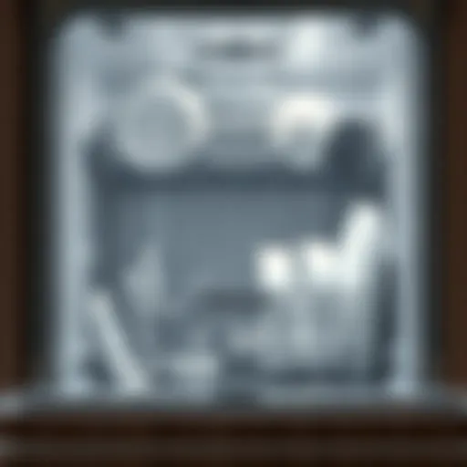 Interior view of a clean dishwasher showing its components