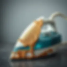 An iron with residue on its soleplate