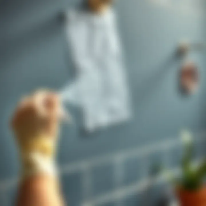 Effective Application of Cleaning Solutions Applying cleaning solution on a wall