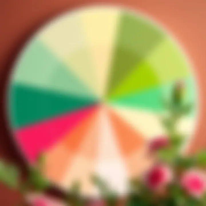 A color wheel highlighting the harmony between green and pink