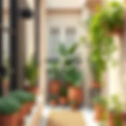 Stylish narrow balcony design with plants