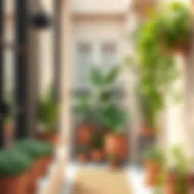 Elegant Plants Arrangement on a Narrow Balcony Stylish narrow balcony design with plants