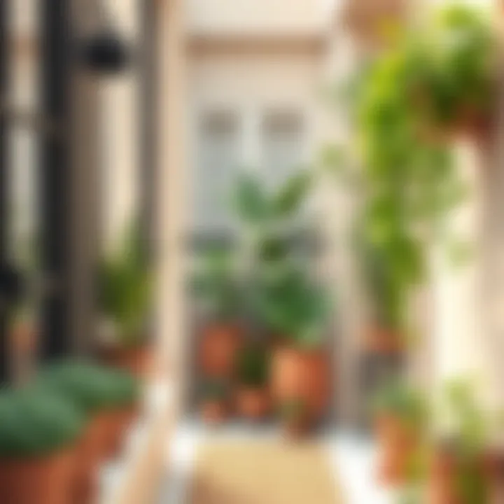 Elegant Plants Arrangement on a Narrow Balcony Stylish narrow balcony design with plants