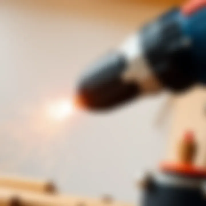 Close-up view of a percussion drill in action