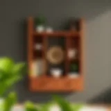 Elegant wooden shelf displaying decorative items