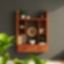 Elegant wooden shelf displaying decorative items