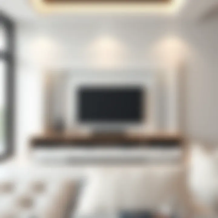 Contemporary TV unit design showcasing sleek lines and minimalist aesthetic