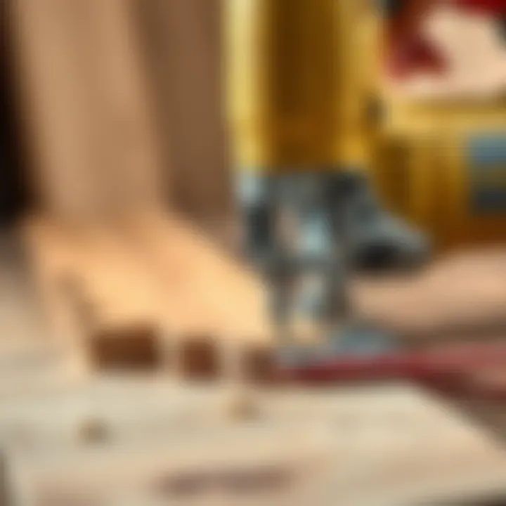 Close-up of a jigsaw cutting through wood