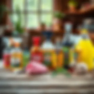 Natural Disinfectants for Home Use An array of natural disinfectants on a wooden table