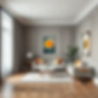 Stylish color palette used in a rectangular room