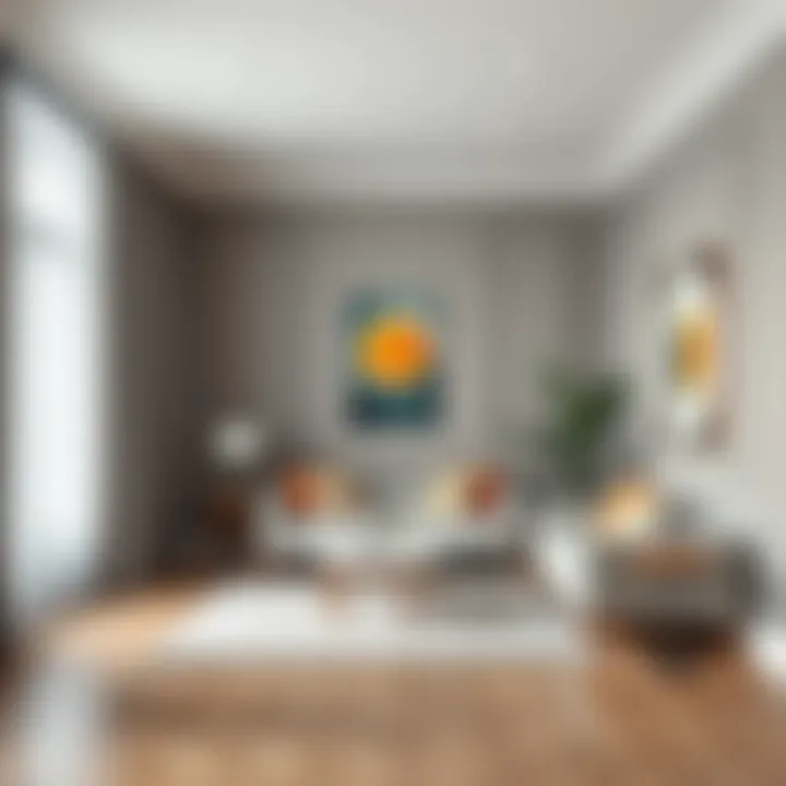 Stylish color palette used in a rectangular room