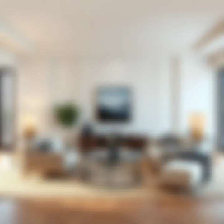 Elegant rectangular living room setup with balanced furniture arrangement