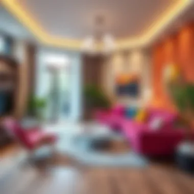 Modern decor ideas for rectangular living spaces with vibrant colors