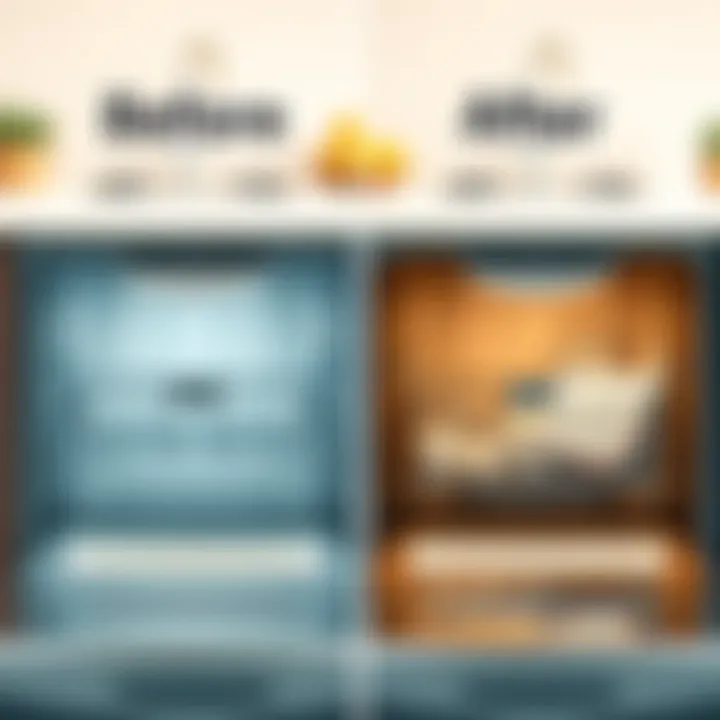 Before and after comparison of a dishwasher after cleaning