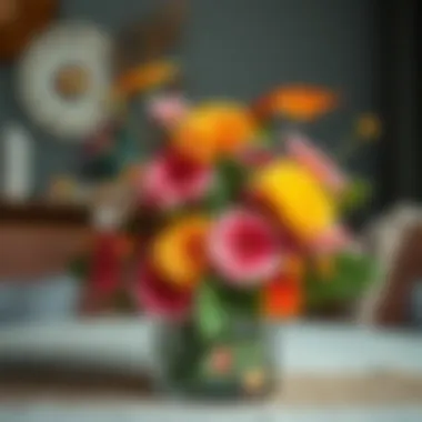 A charming DIY flower arrangement using recycled materials