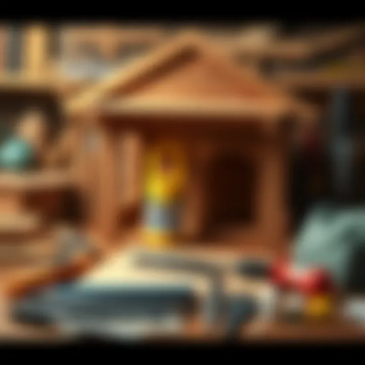 Essential Tools and Materials for Dog House Construction Tools and materials laid out for building a dog house