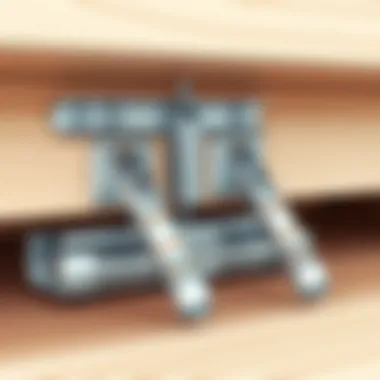 A close-up view of cabinet mechanisms for adjusting levels