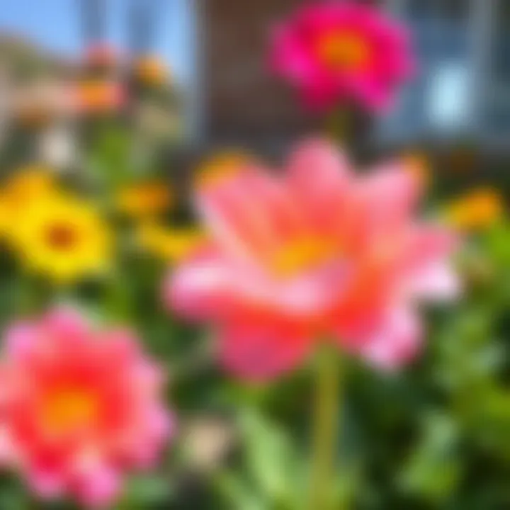 A close-up of a drought-resistant flower blooming in a sunny garden setting.