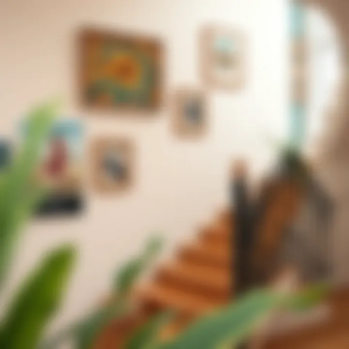 Incorporation of art pieces on staircase walls for aesthetic appeal