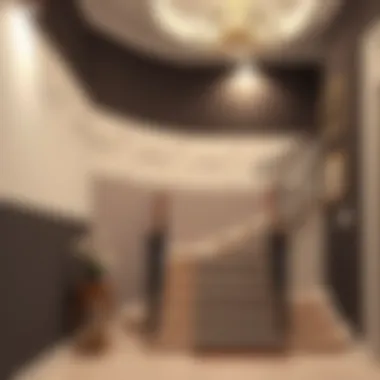 Elegant dual-tone wall decoration enhancing the staircase area