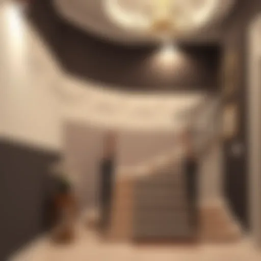 Elegant dual-tone wall decoration enhancing the staircase area