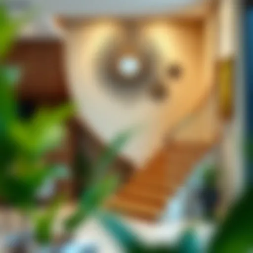 A modern duplex staircase with artistic wall decor