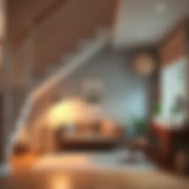 A cozy reading nook under a duplex staircase