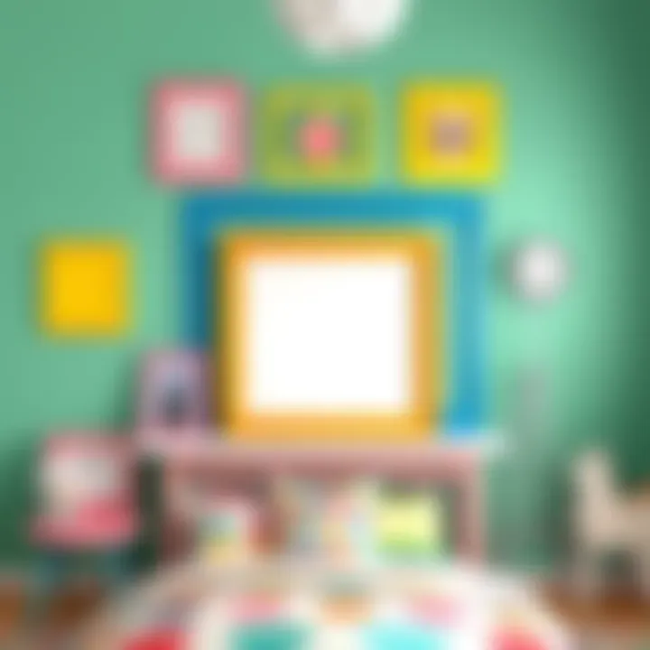 Vibrant colored frames adding personality to a child's room