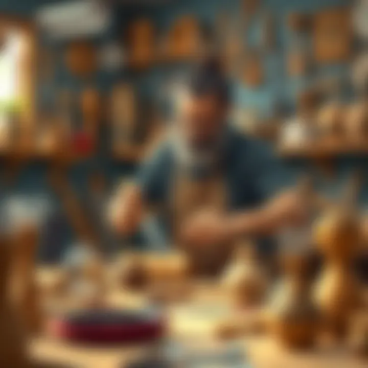 Artisan demonstrating skills in a vibrant workshop