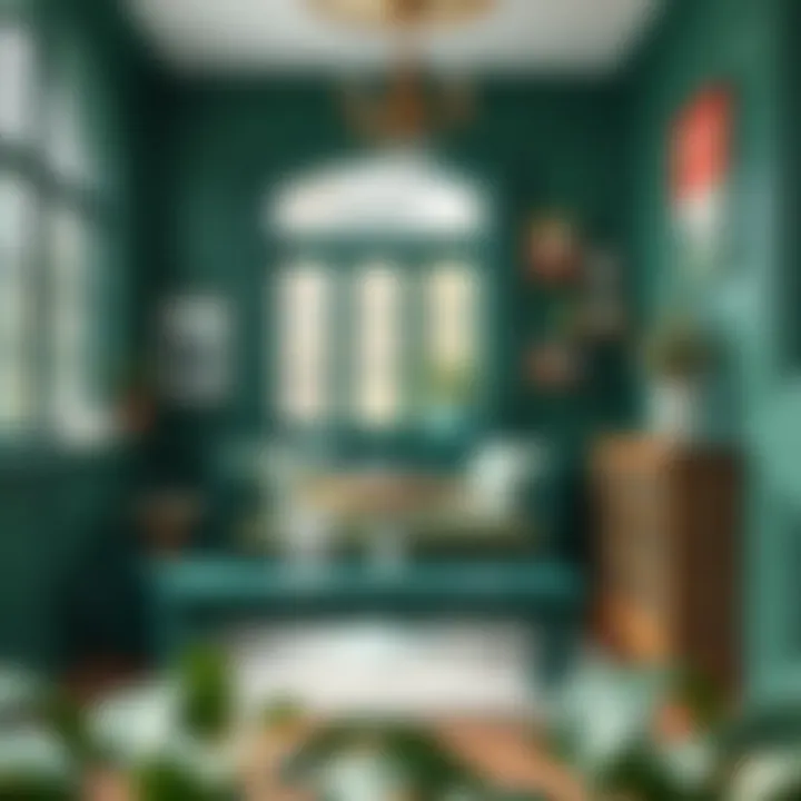 Cozy reading nook adorned with emerald green paint