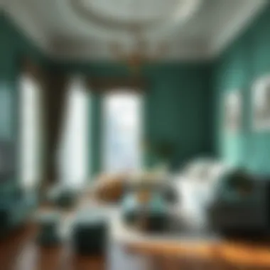 Elegant interior featuring emerald green walls