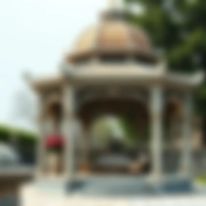 A classic stone gazebo with intricate design details