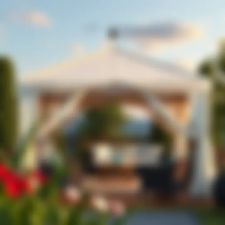 A cozy fabric-covered gazebo perfect for relaxation