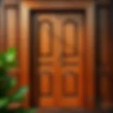 Refinished wooden door showcasing a rich, glossy finish