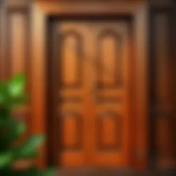 Refinished wooden door showcasing a rich, glossy finish