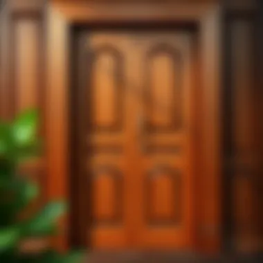 Refinished Wooden Door Refinished wooden door showcasing a rich, glossy finish