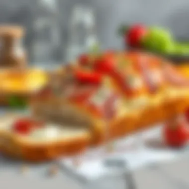 Gourmet Bread Toppings A bread loaf with various toppings and spreads