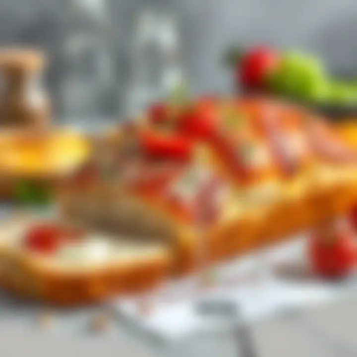 Gourmet Bread Toppings A bread loaf with various toppings and spreads