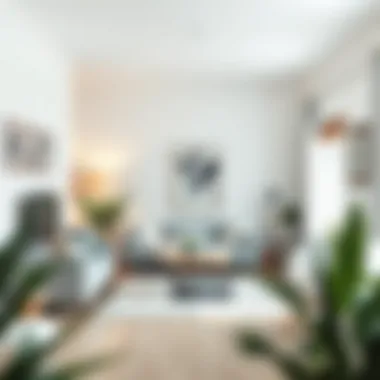 Organized Living Space A clean and organized living room showcasing effective cleaning strategies