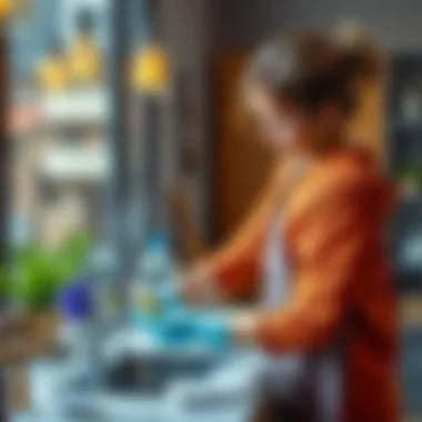 Effective Cleaning Techniques A person demonstrating effective cleaning techniques on home surfaces