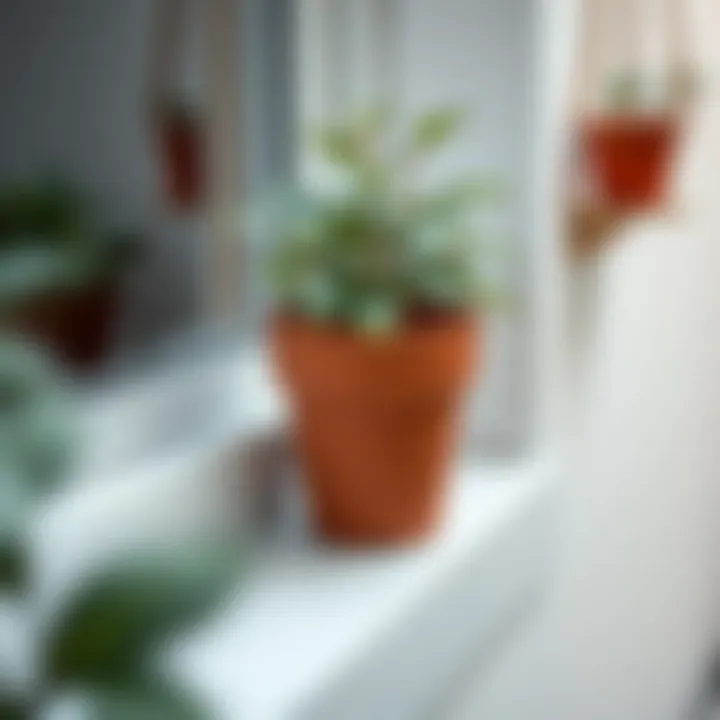 Thriving Potted Plant on a Windowsill Close-up of a thriving potted plant on a windowsill