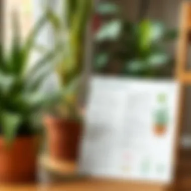 Close-up of a care guide for indoor plants